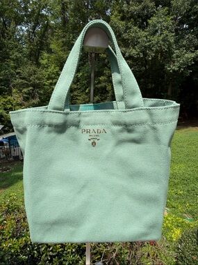 Prada Mint Green Canvas Mini  Tote Bag NWOT